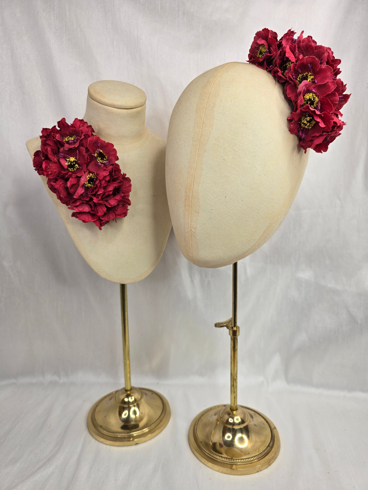 Autumn red anemone hair flower/corsage