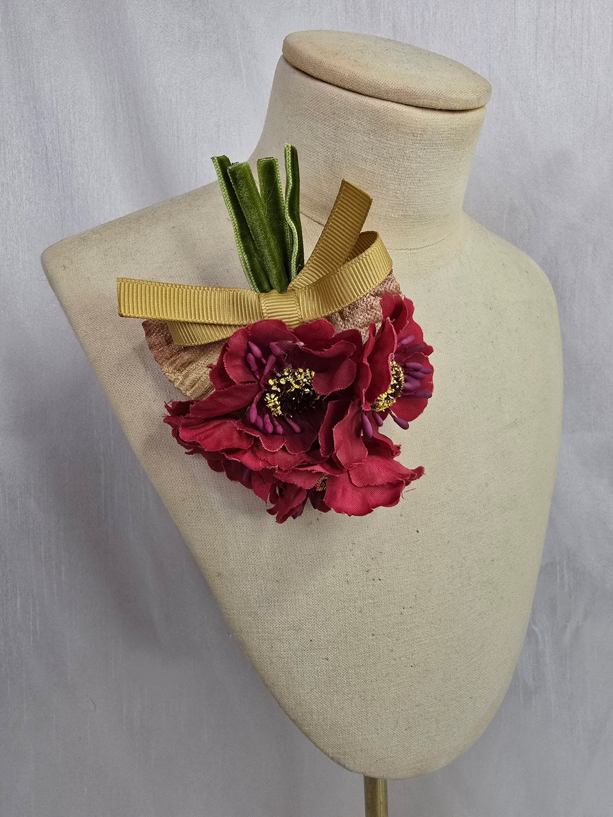 Autumn red anemone corsage