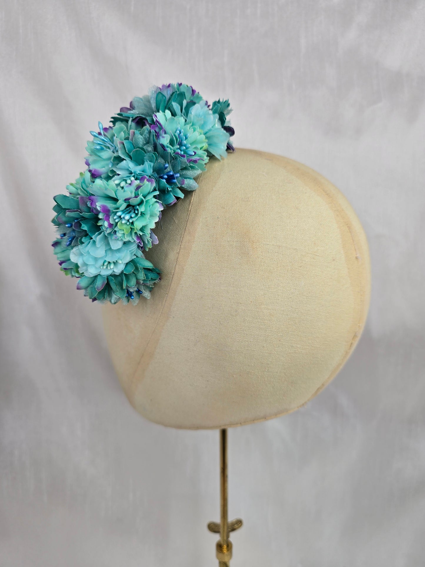 Medium aqua and teal hair flower/corsage