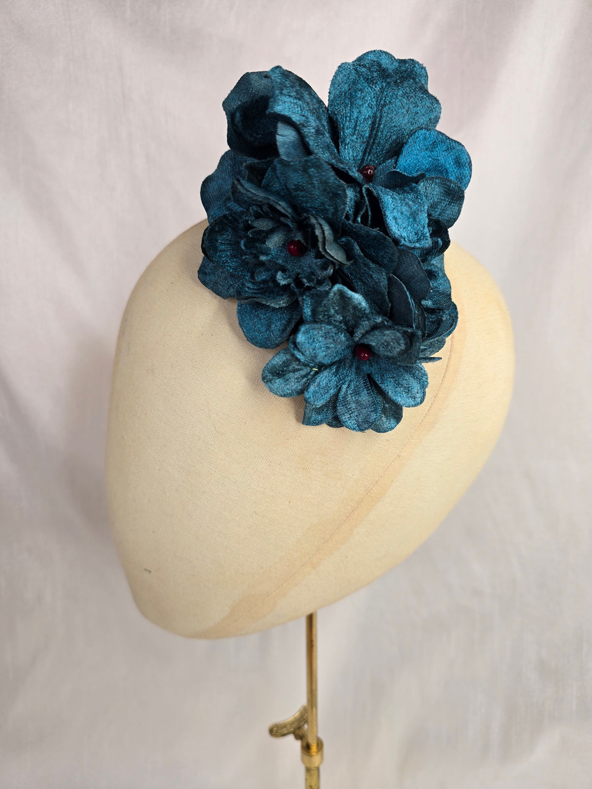 Teal velvet orchid hair flower and corsage set