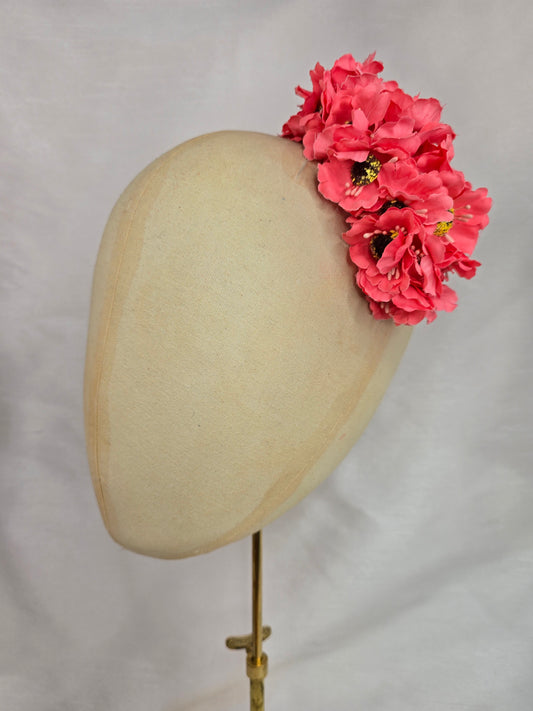 Watermelon anemone hair flower/corsage