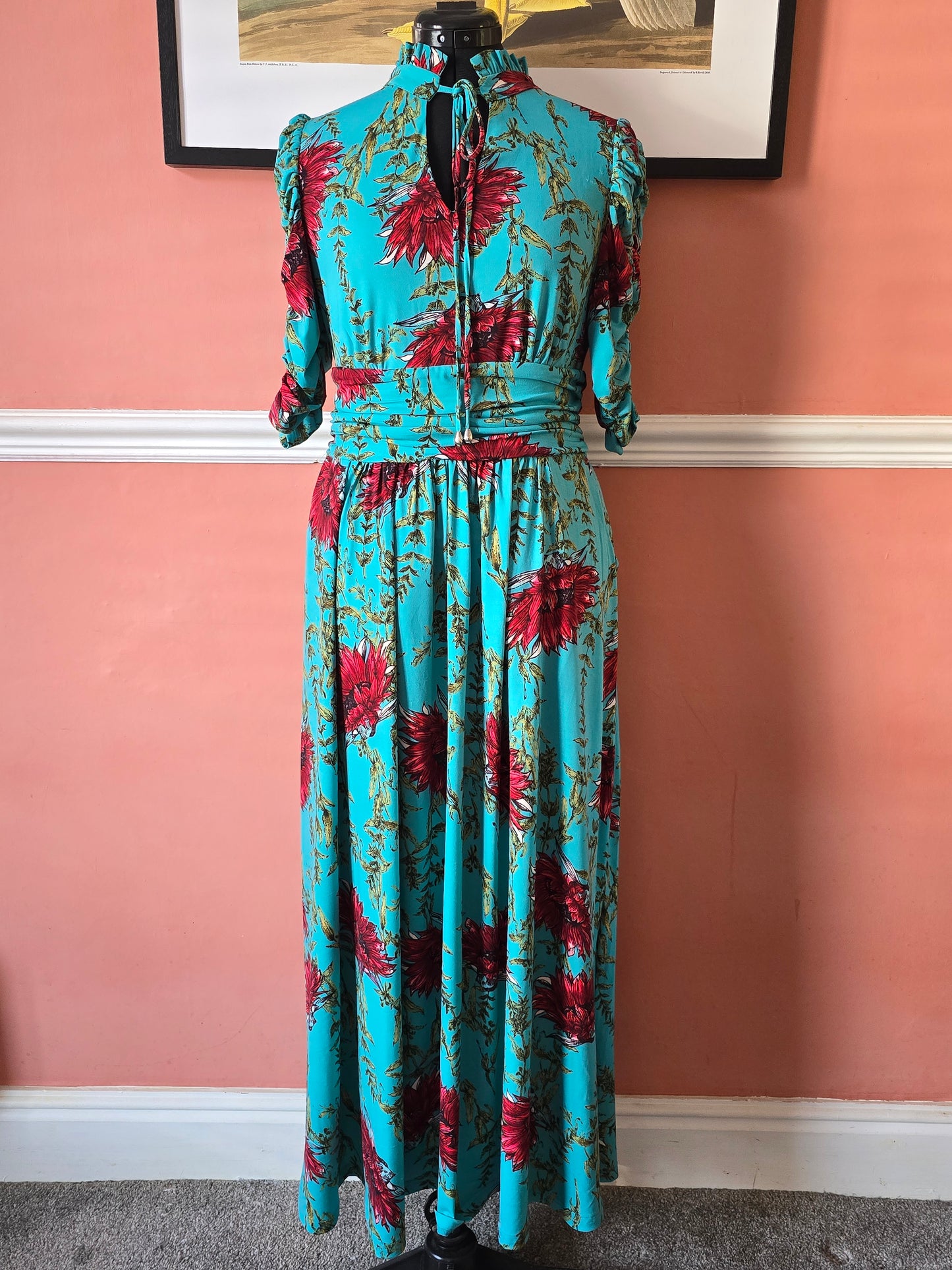 Blue floral jersey dress RESERVED for Dolly Kitten Marion