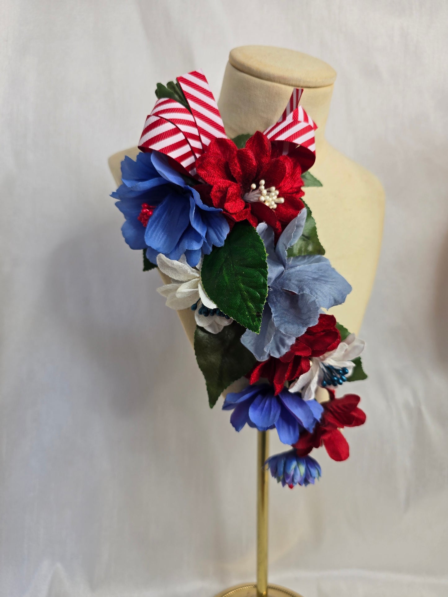 Reserved for Lisa Marie red, white and blue hair flower and corsage set