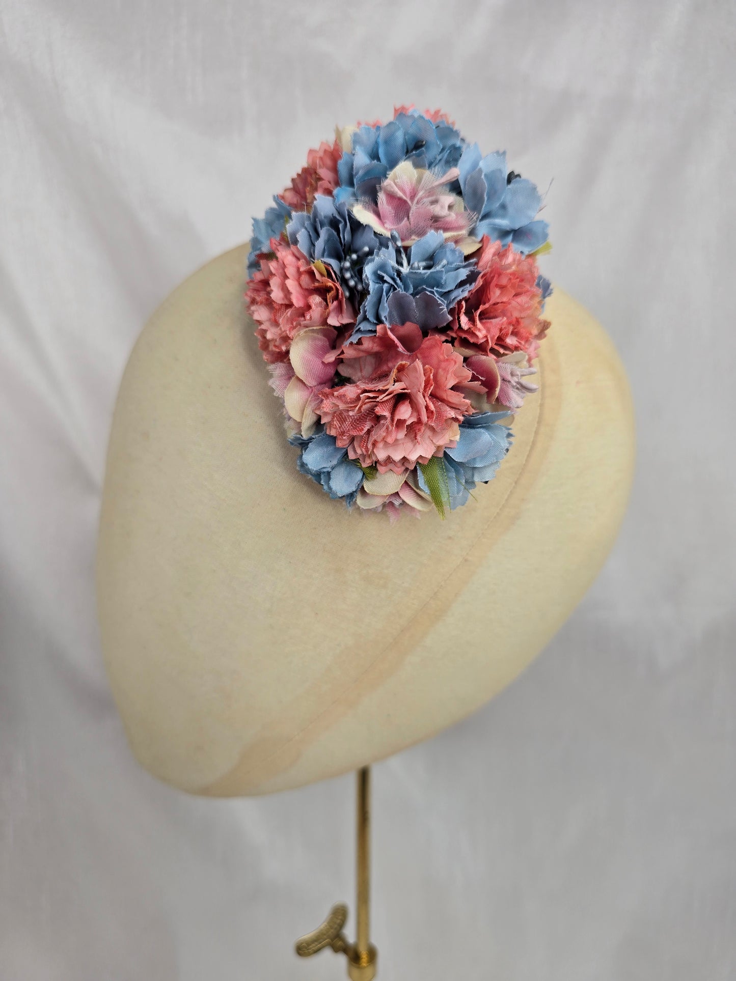 Medium blue/pink/lilac blossom hair flower/corsage