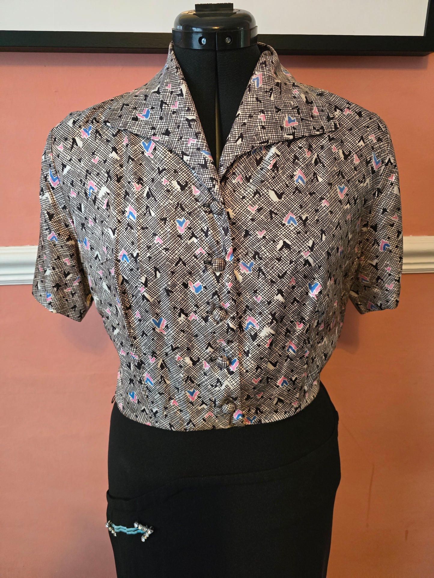 Rare late 1930s / 1940s vintage dress suit with rayon crepe bolero jacket