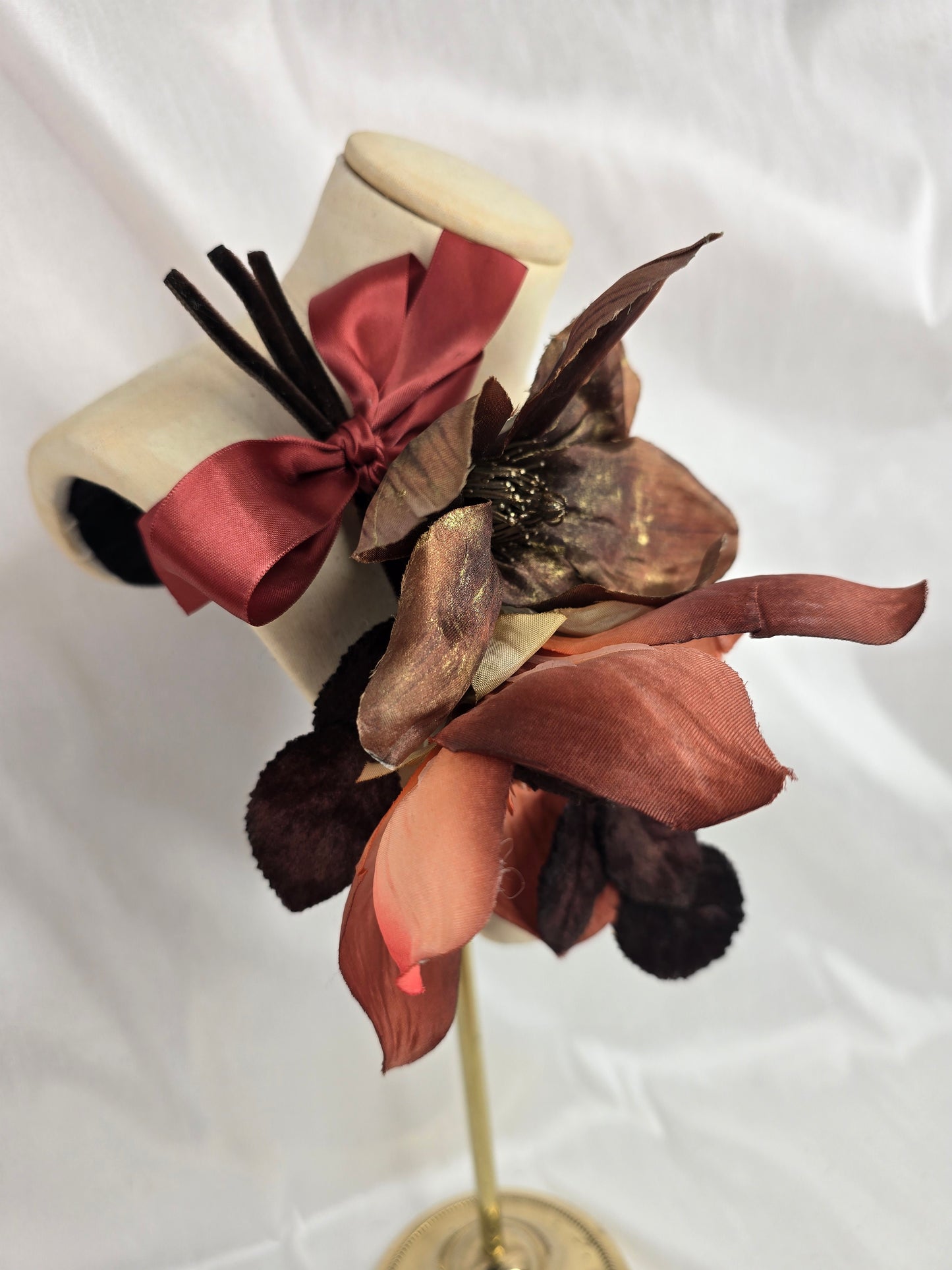 Extra large coral and bronze magnolia corsage
