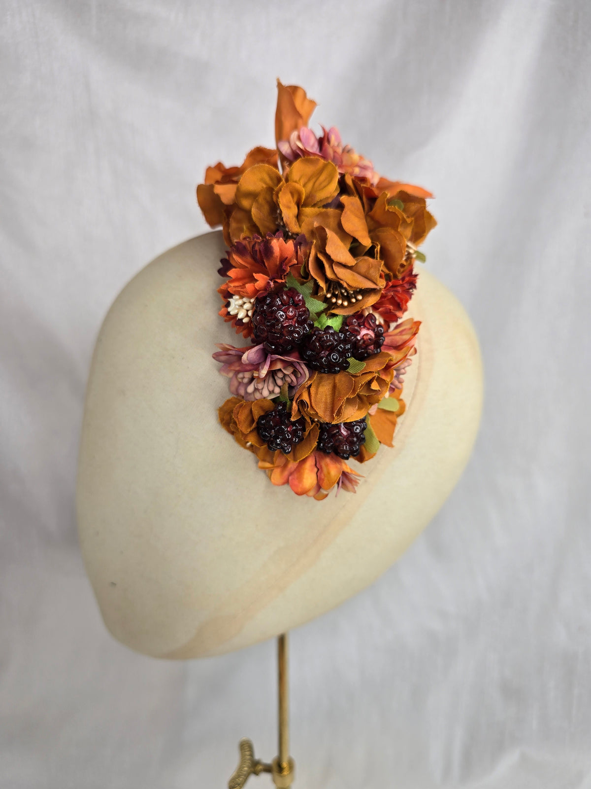 Peach, orange and raspberry hair flower and corsage set