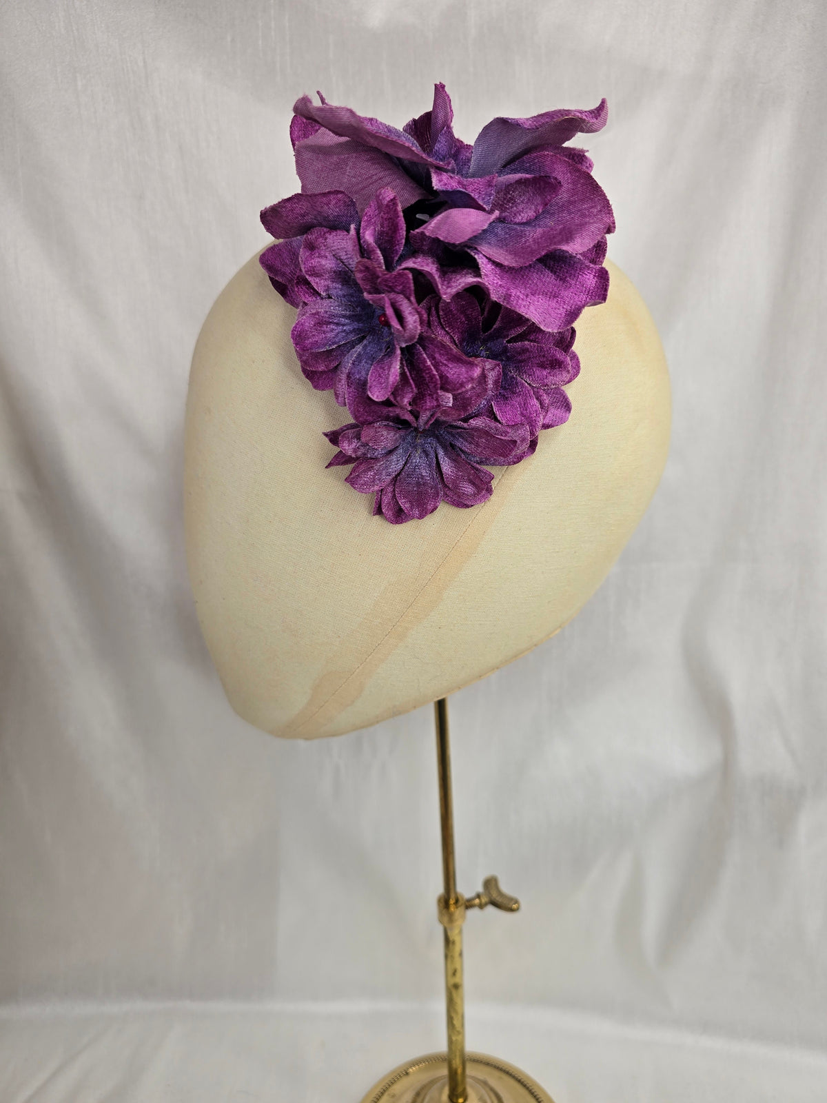 Purple velvet orchid hair flower and corsage set