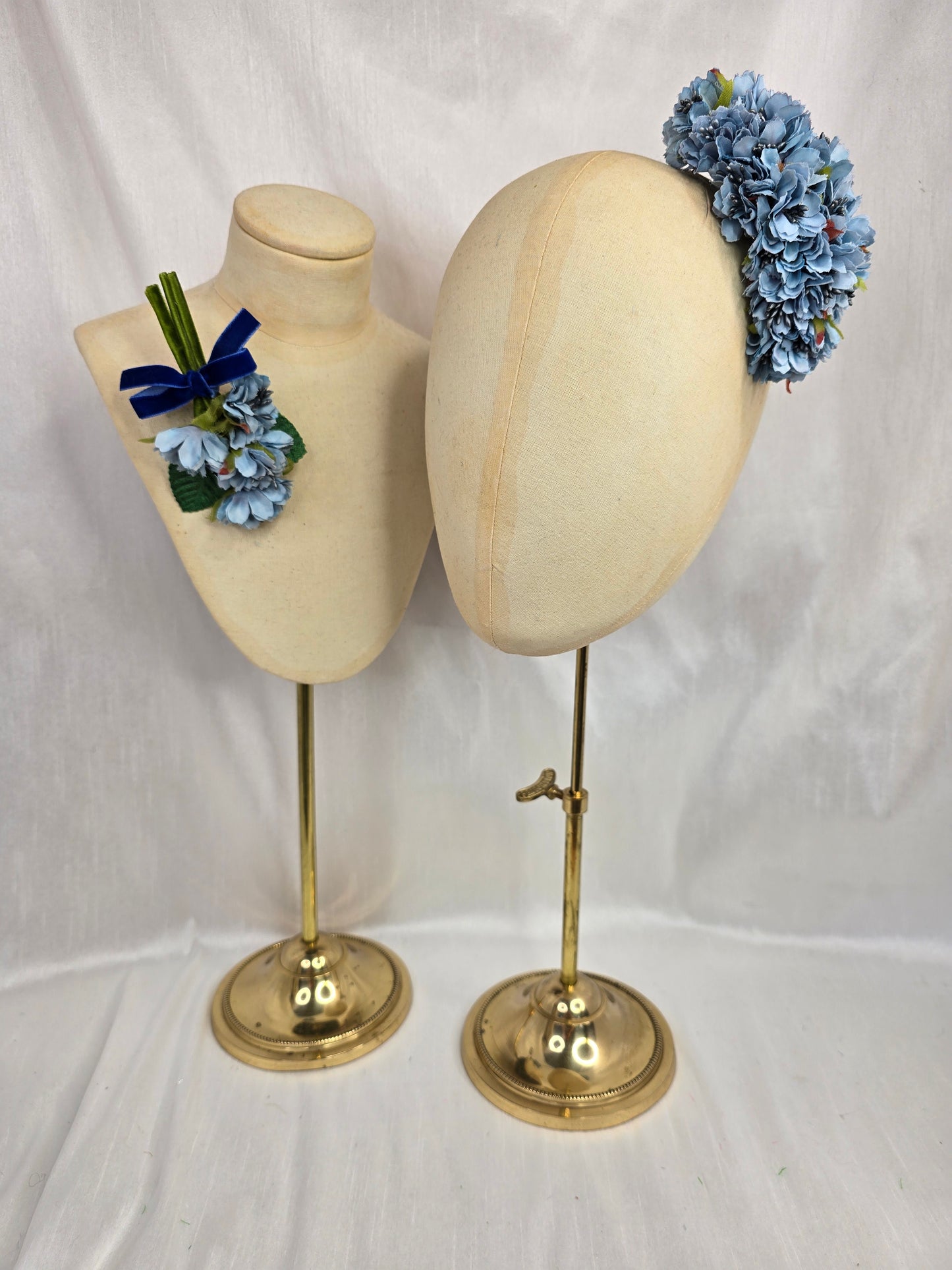 Medium blue grey blossom hair flower/corsage