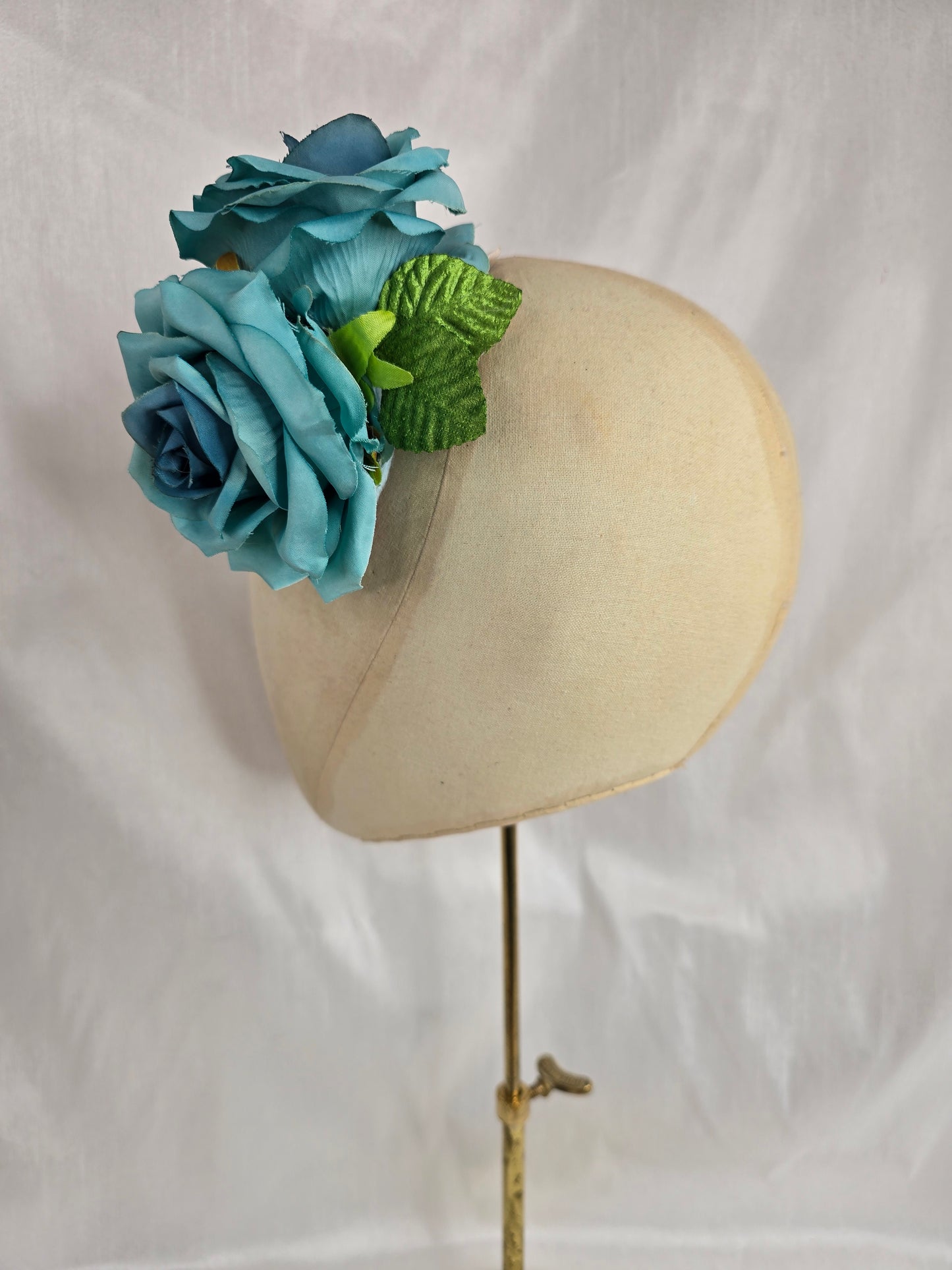 Teal rose hair flower/corsage