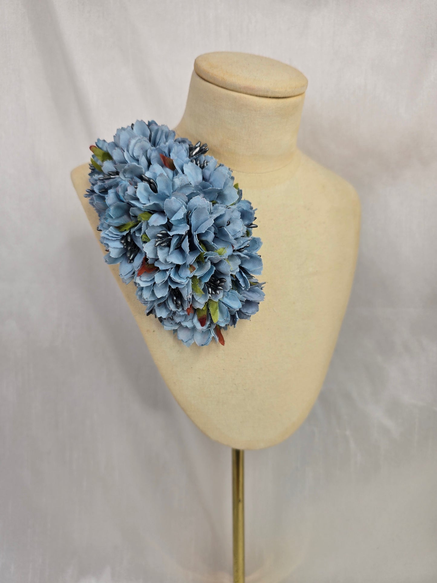 Medium blue grey blossom hair flower/corsage