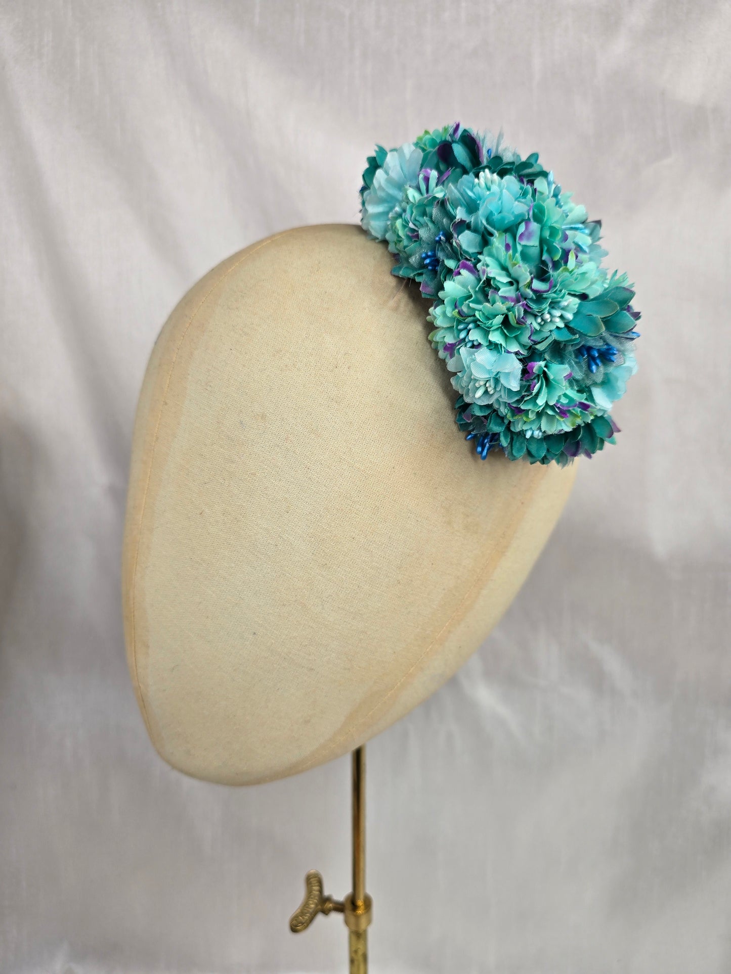 Medium aqua and teal hair flower/corsage