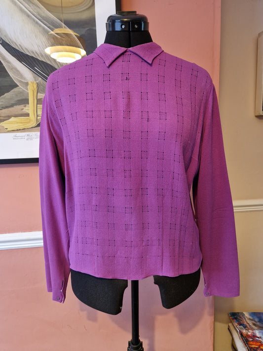 1940s purple crepe collared blouse